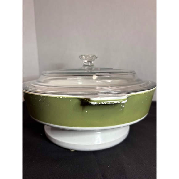 Vintage Corning Ware F-77-B 10‎ INCH Avocado Green Casserole Dish with Lid USA - Picture 3 of 7
